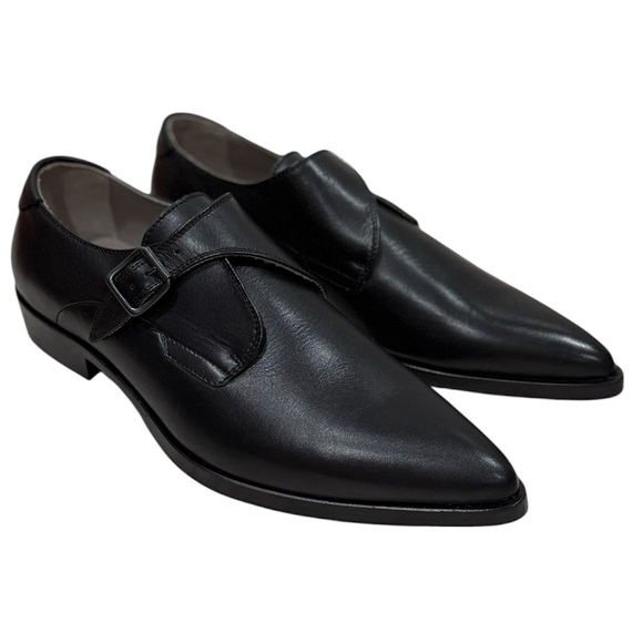 New Allsaints Mens Keith Leather Buckle Monk Shoes Sz 9 M Trendy Business Casual - Picture 1 of 8